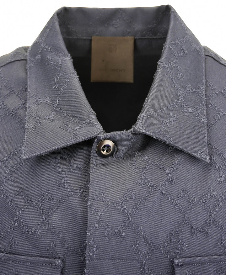Givenchy Patchwork Army Shirt in Navy - Discounts on Givenchy at UAL