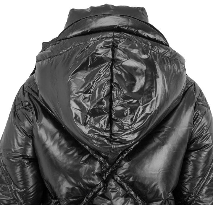 Luxton Puffer Trench Coat in Black