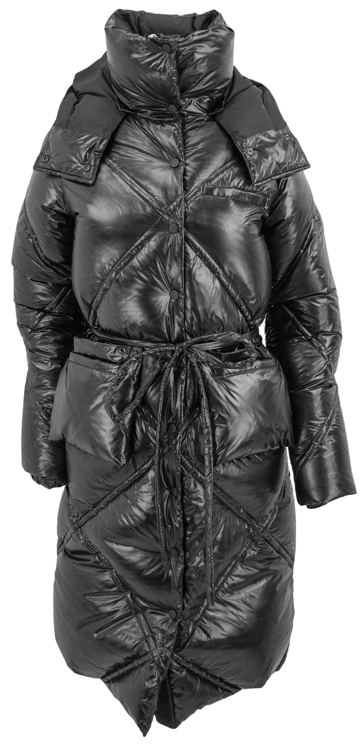 Luxton Puffer Trench Coat in Black