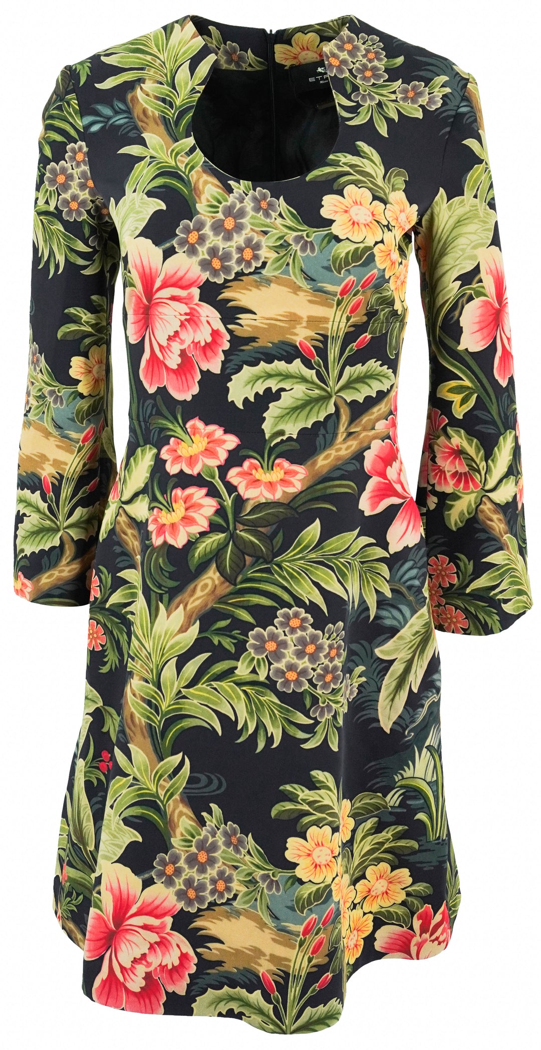 Etro Floral Print Dress in Navy - Discounts on Etro at UAL