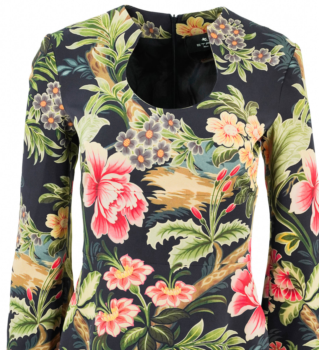 Etro Floral Print Dress in Navy - Discounts on Etro at UAL