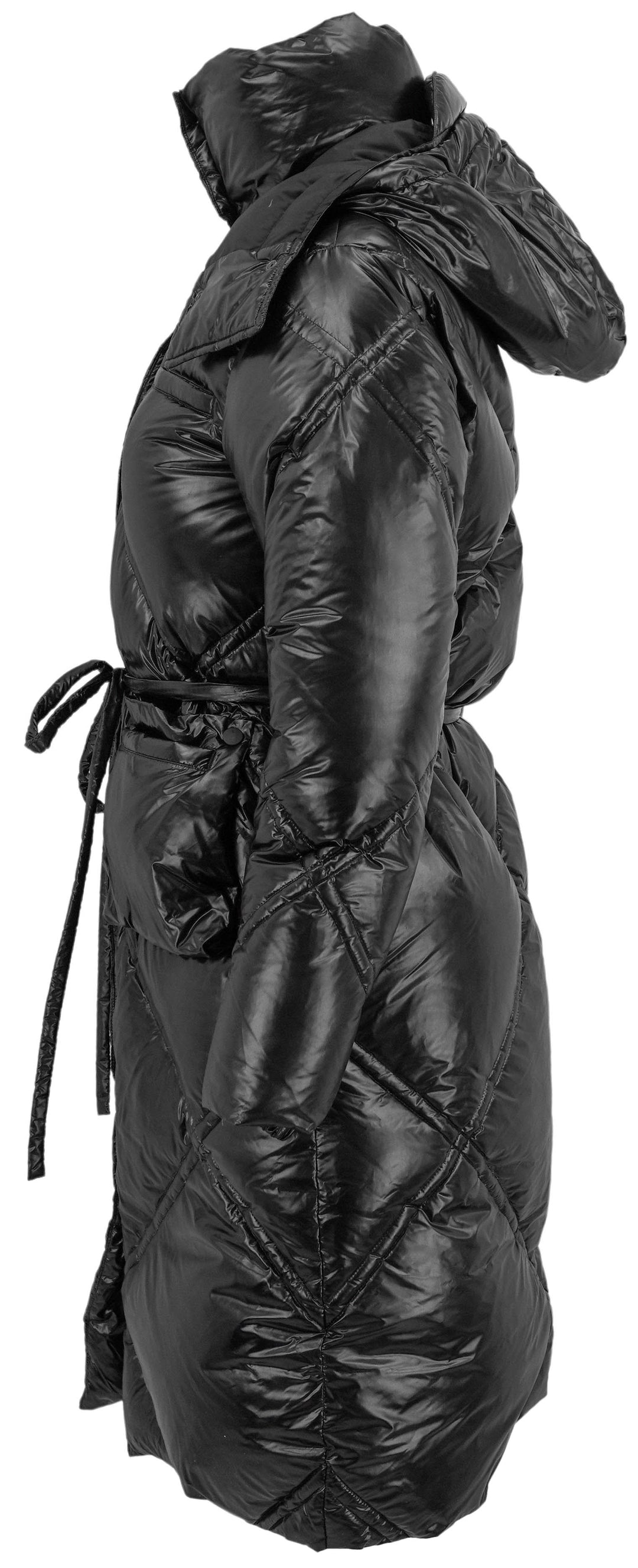 Luxton Puffer Trench Coat in Black