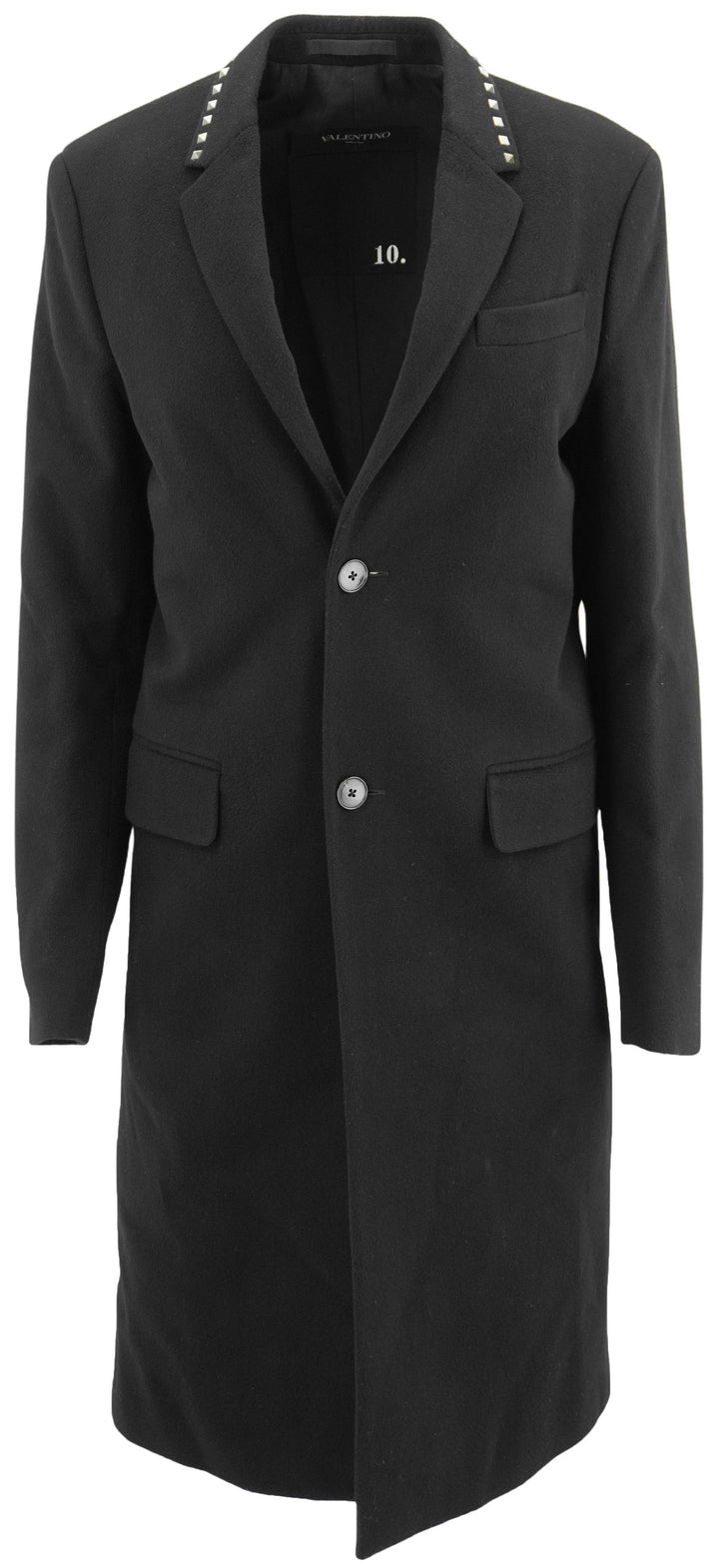 Valentino Rockstud Wool Coat in Black