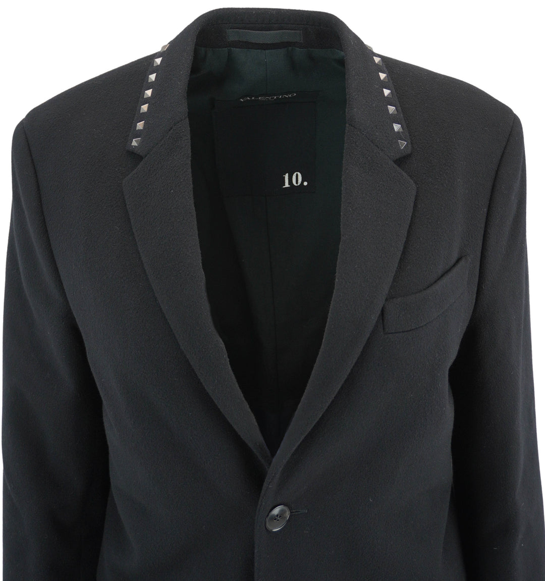 Valentino Rockstud Wool Coat in Black