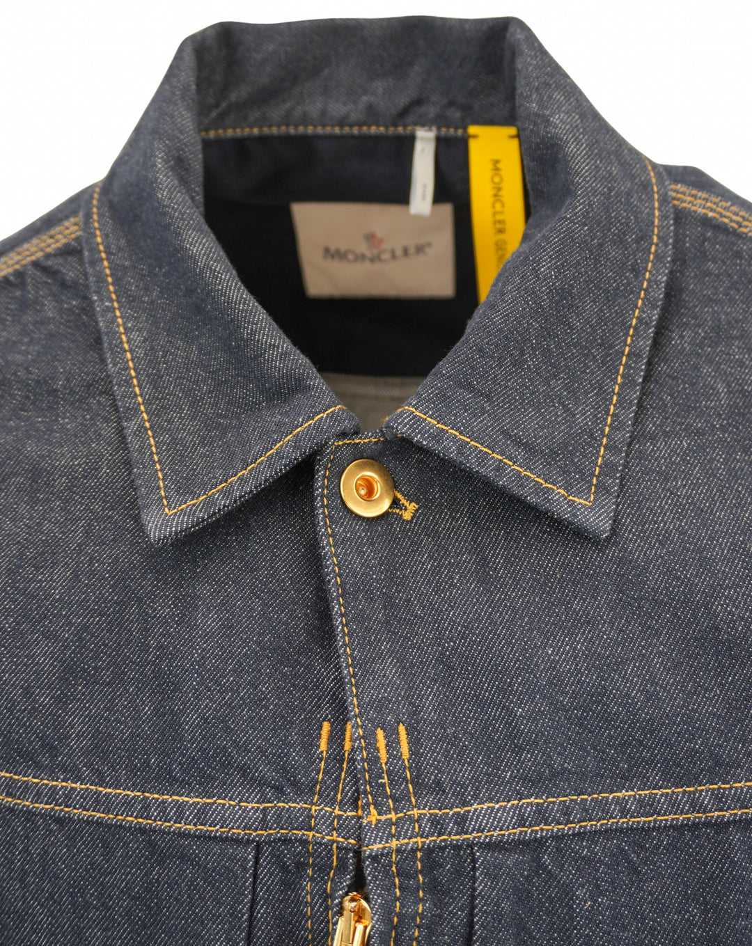 Moncler Denim Jacket with Embroidery in Dark Blue - Discounts on Moncler at UAL