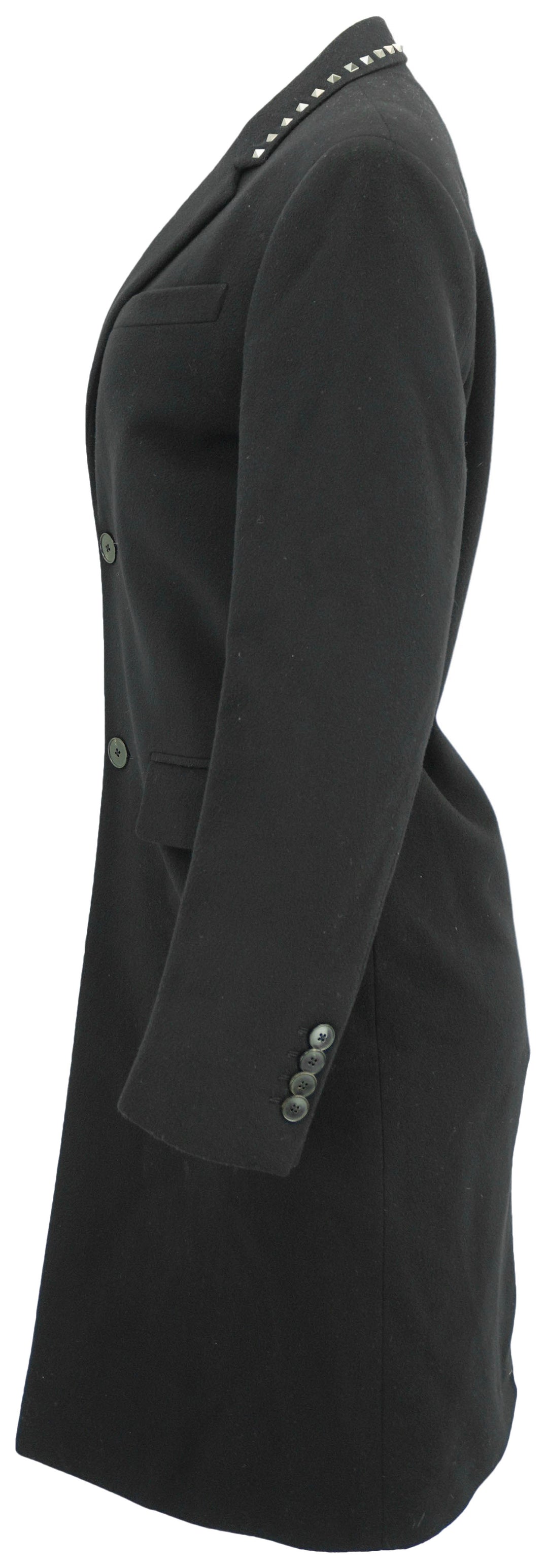 Valentino Rockstud Wool Coat in Black