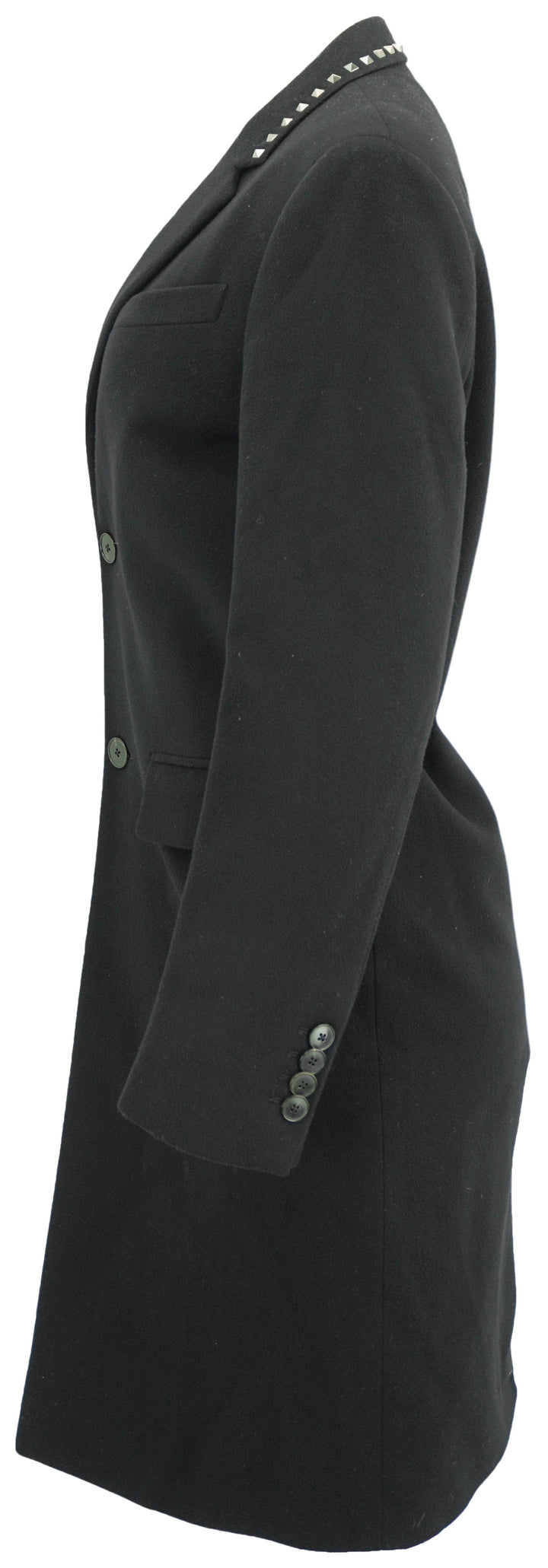 Valentino Rockstud Wool Coat in Black