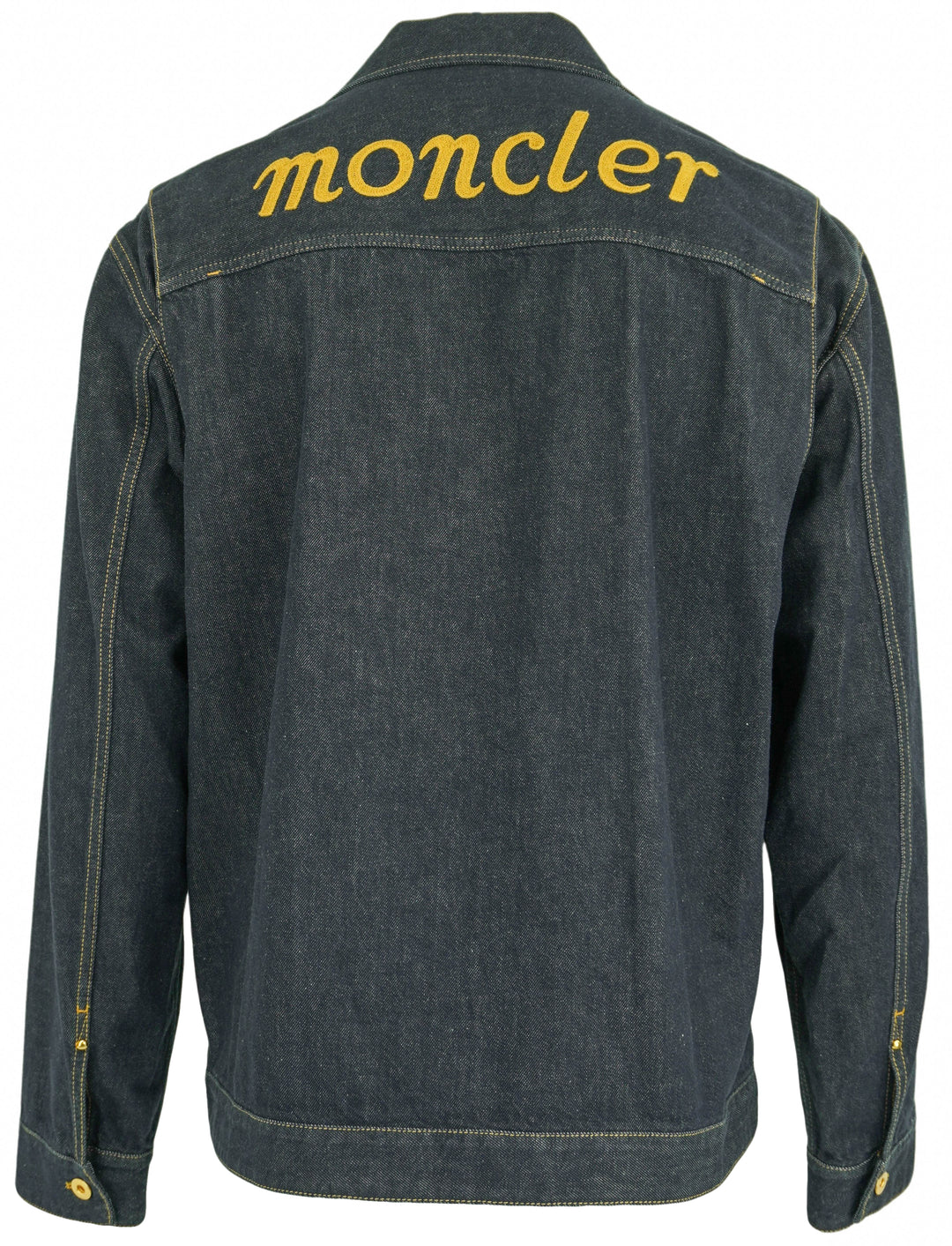 Moncler Denim Jacket with Embroidery in Dark Blue - Discounts on Moncler at UAL