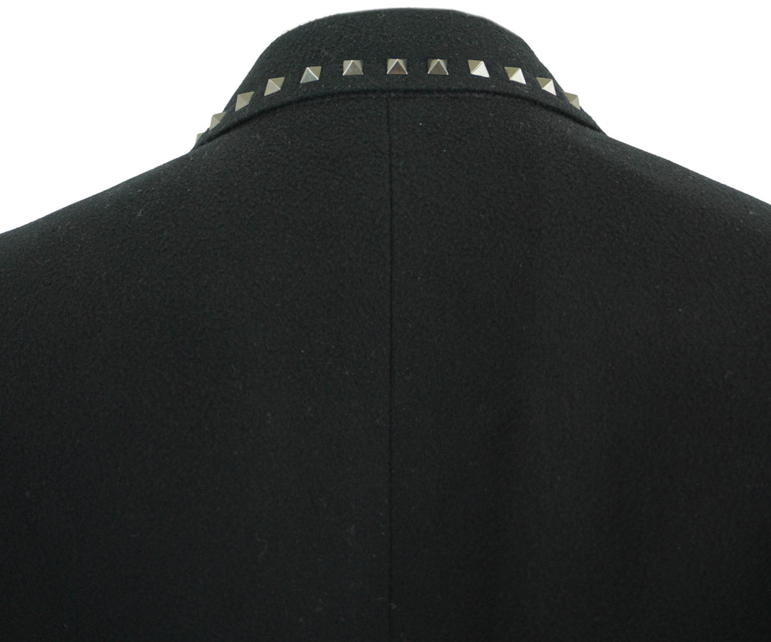 Valentino Rockstud Wool Coat in Black