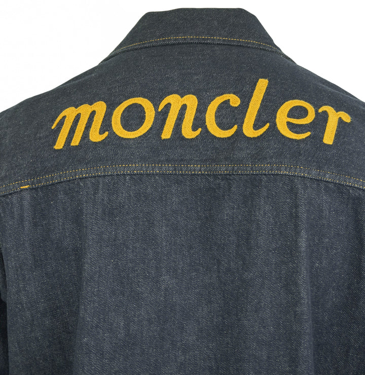 Moncler Denim Jacket with Embroidery in Dark Blue - Discounts on Moncler at UAL