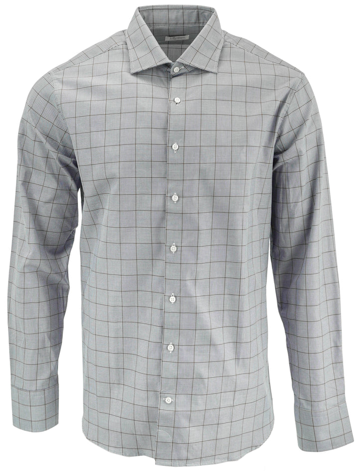 Stenströms Plaid Print Button Down in Navy and Brown
