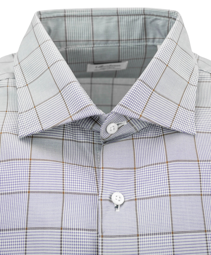 Stenströms Plaid Print Button Down in Navy and Brown