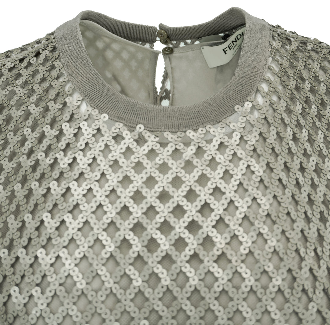 Fendi Sequined Embellished Dress in Grey - Discounts on Fendi at UAL