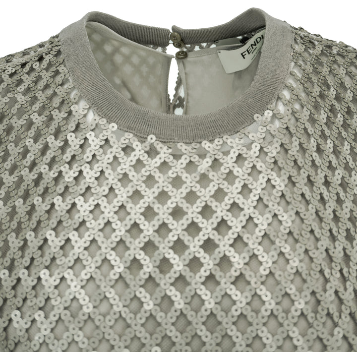 Fendi Sequined Embellished Dress in Grey - Discounts on Fendi at UAL