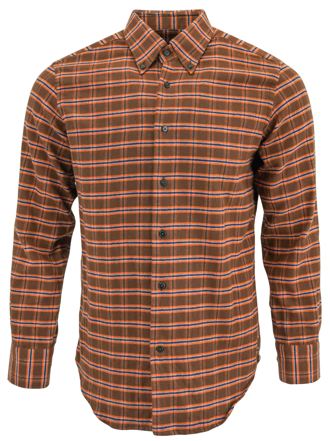 Ravazzolo Jerome Flannel Shirt in Brown, Orange, Navy - Discounts on Ravazzolo at UAL