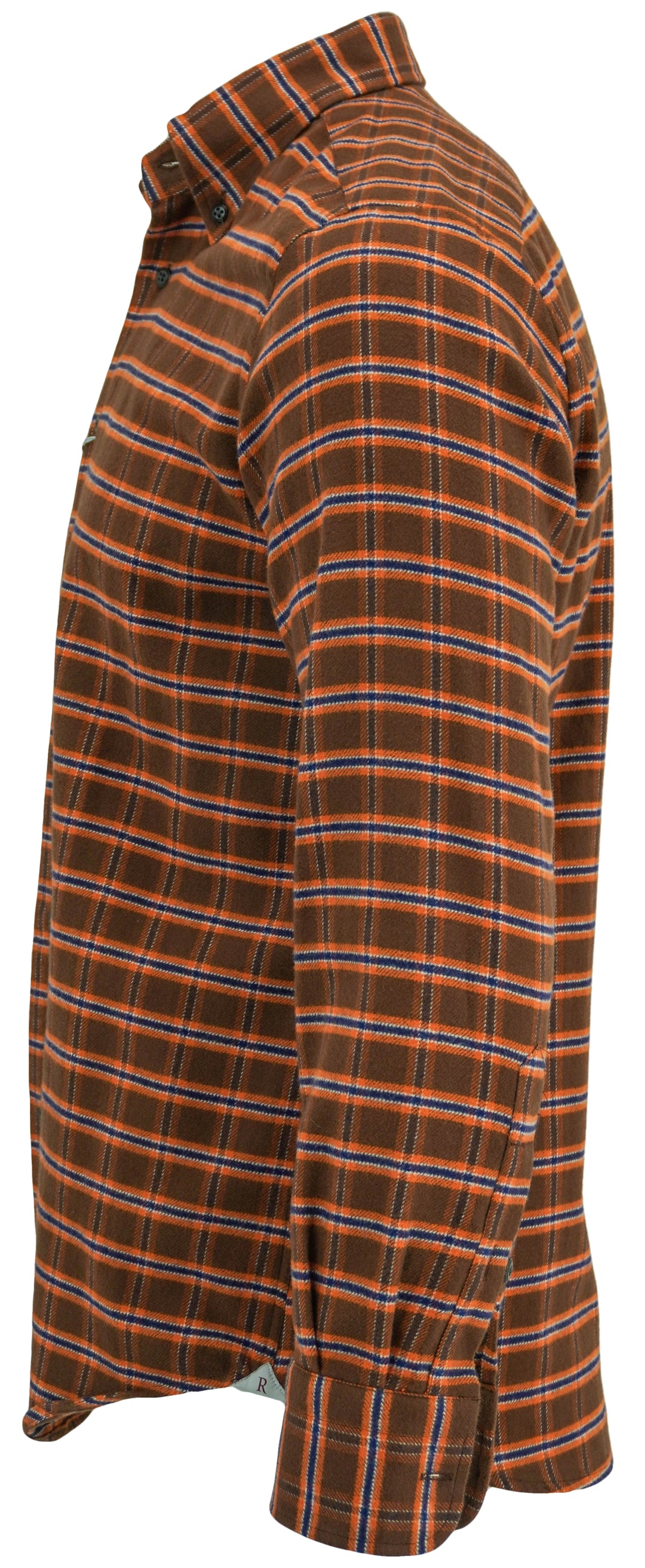 Ravazzolo Jerome Flannel Shirt in Brown, Orange, Navy - Discounts on Ravazzolo at UAL