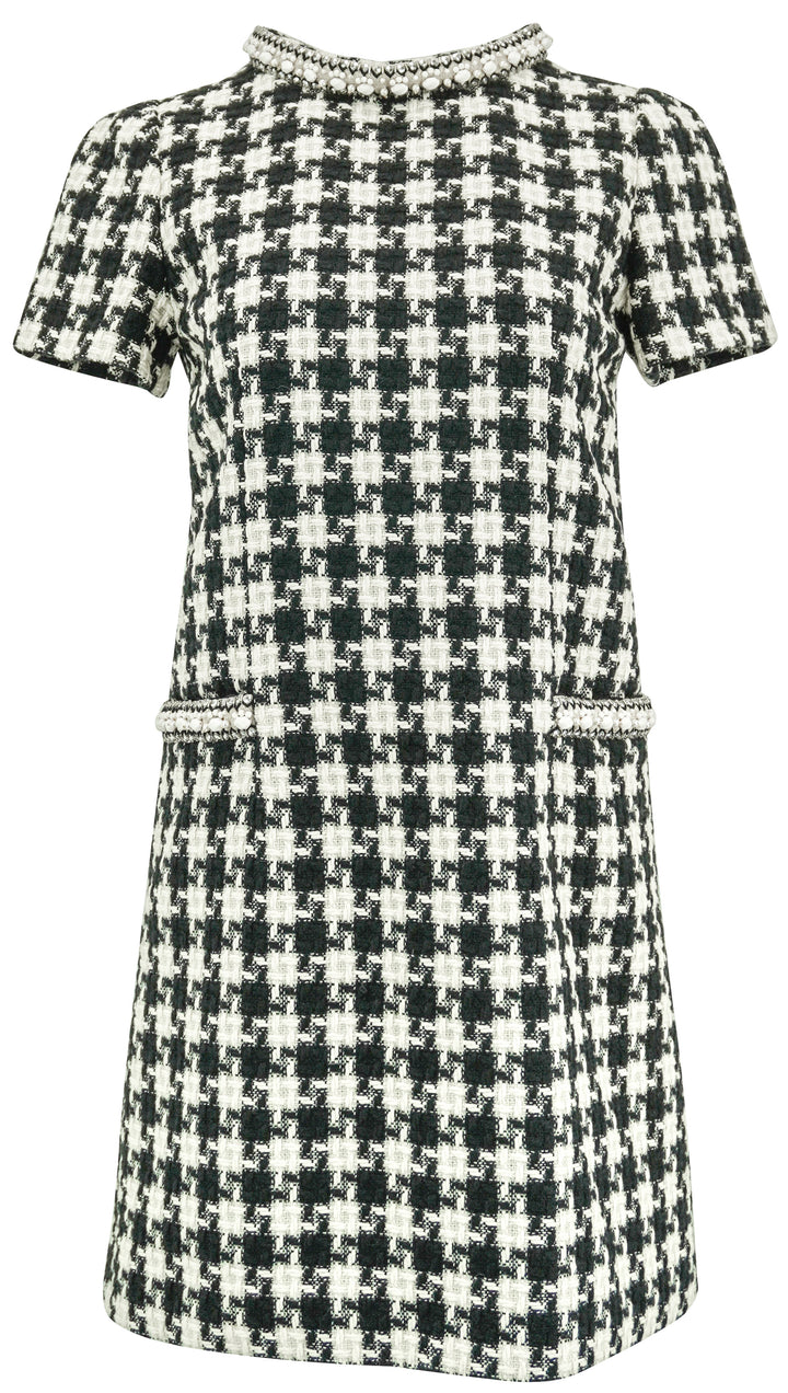 Valentino Light Tweed Dress in Black/White - Discounts on Valentino at UAL