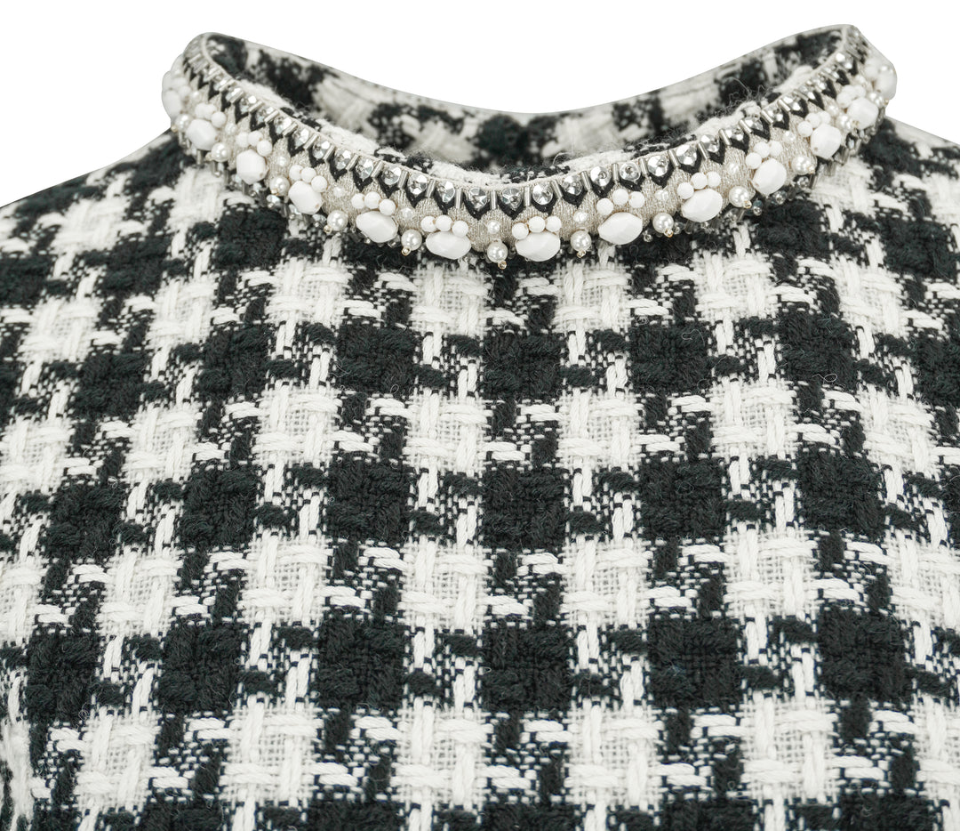 Valentino Light Tweed Dress in Black/White - Discounts on Valentino at UAL