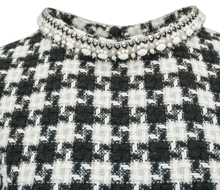 Valentino Light Tweed Dress in Black/White - Discounts on Valentino at UAL