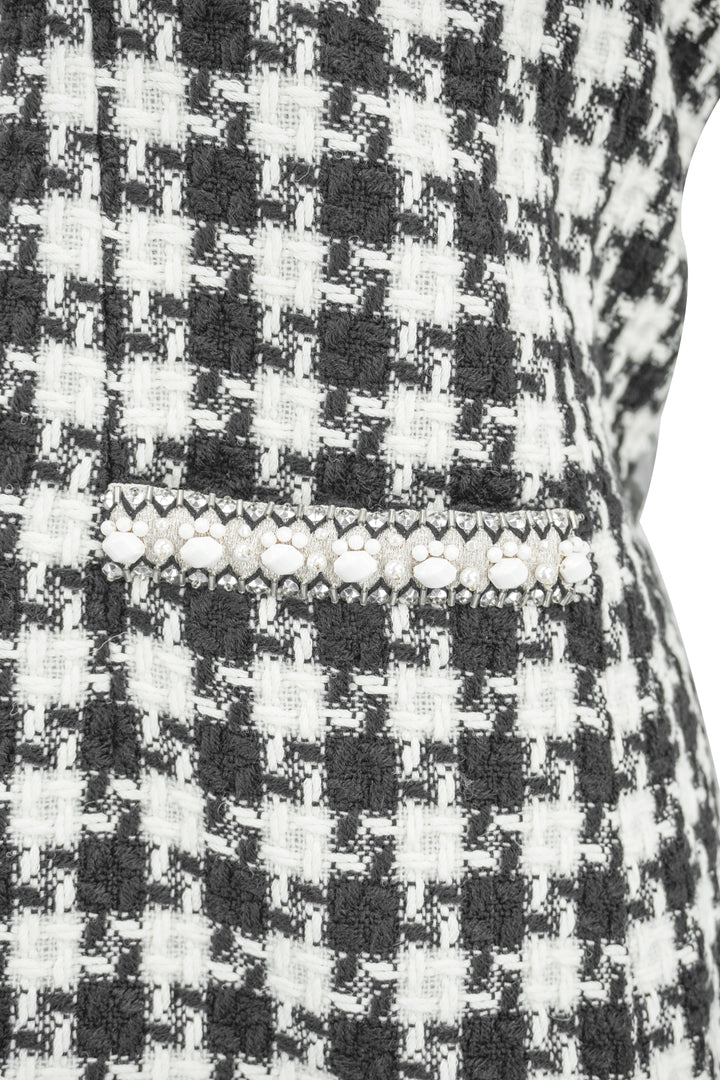 Valentino Light Tweed Dress in Black/White - Discounts on Valentino at UAL