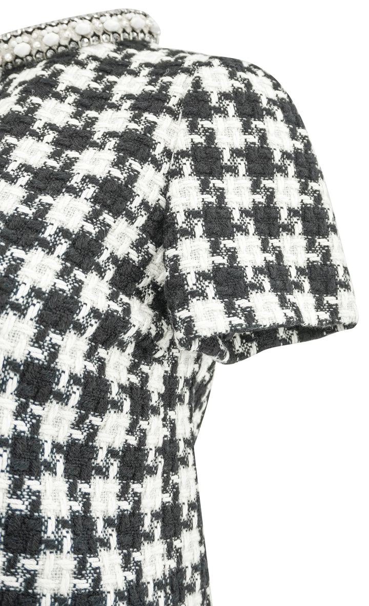 Valentino Light Tweed Dress in Black/White - Discounts on Valentino at UAL