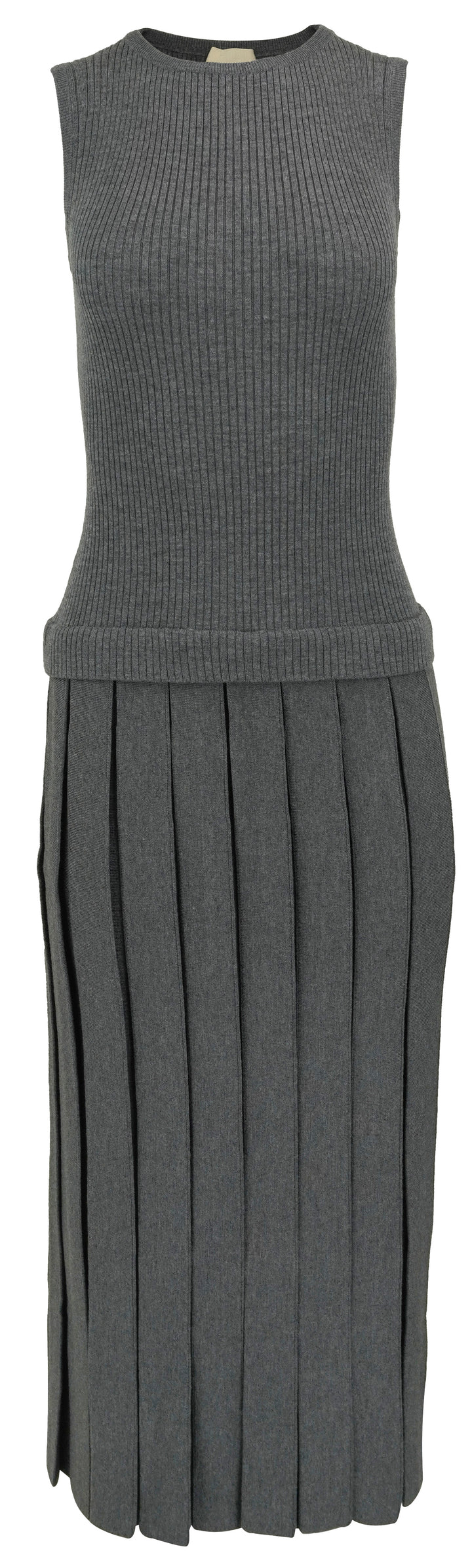 Khaite Cassette Pleated Wool Dress in Grey