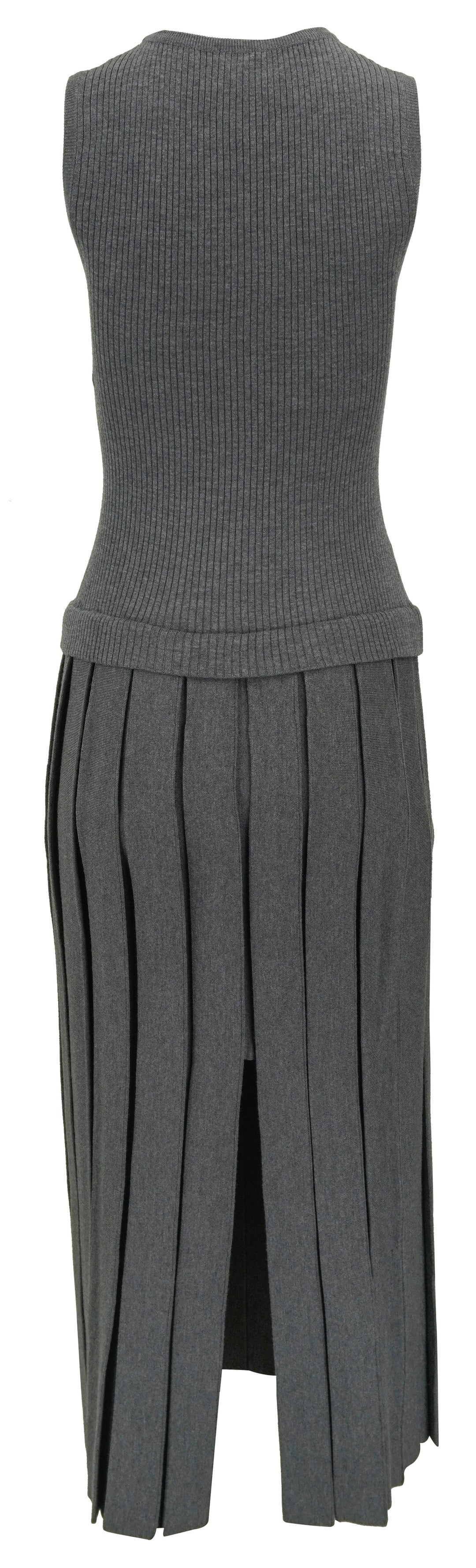 Khaite Cassette Pleated Wool Dress in Grey