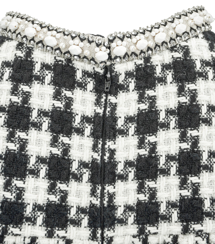 Valentino Light Tweed Dress in Black/White - Discounts on Valentino at UAL