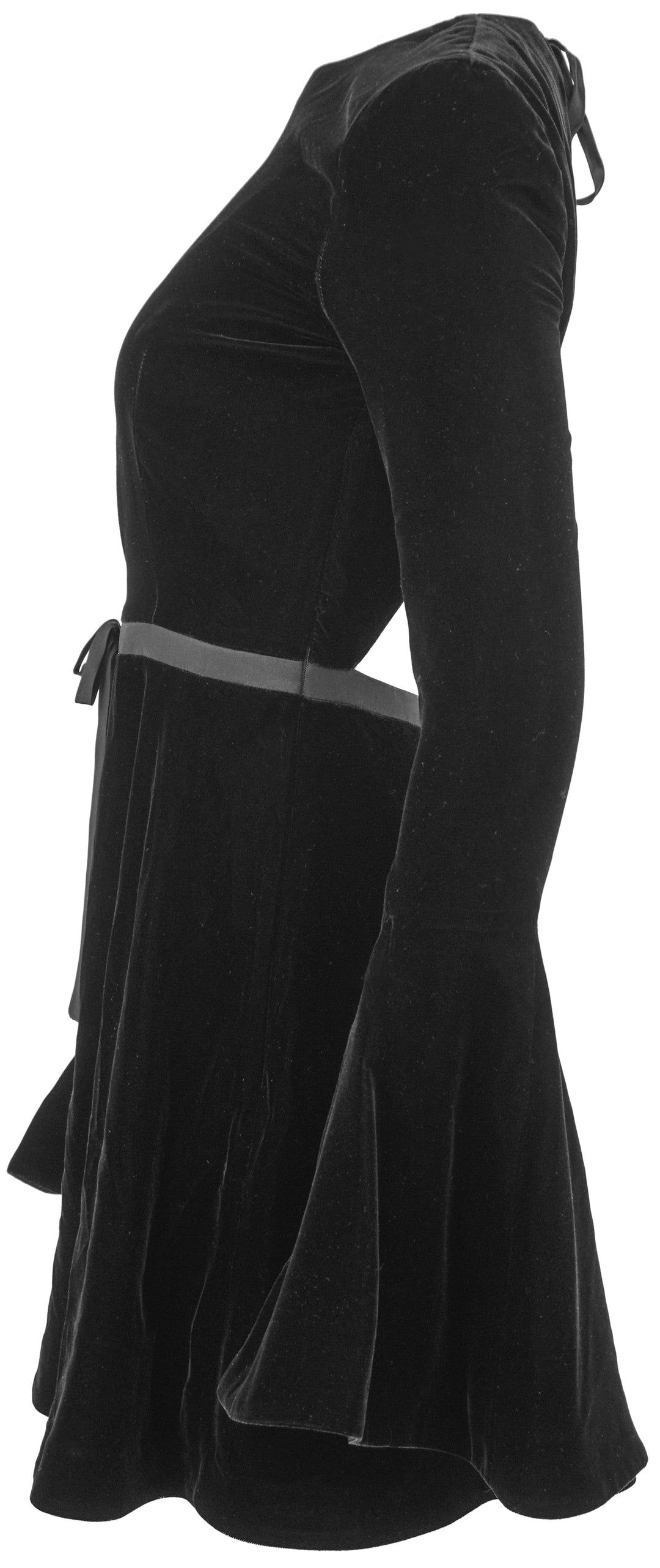 Saint Laurent Velour Fluid Dress in Black - Discounts on Saint Laurent at UAL