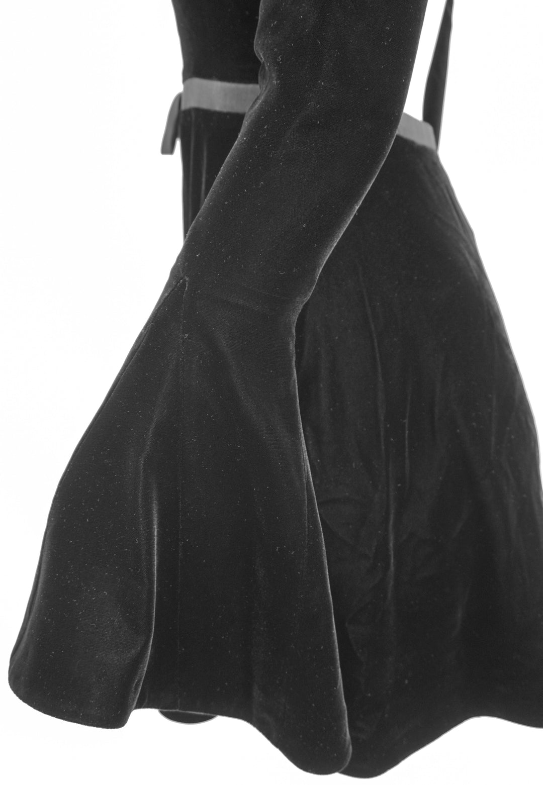 Saint Laurent Velour Fluid Dress in Black - Discounts on Saint Laurent at UAL