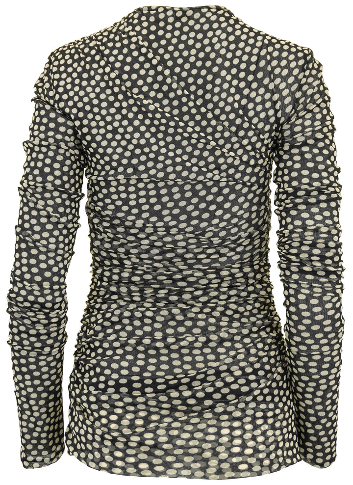 Saint Laurent Polka Dot Mini Dress in Black/Chalk - Discounts on Saint Laurent at UAL