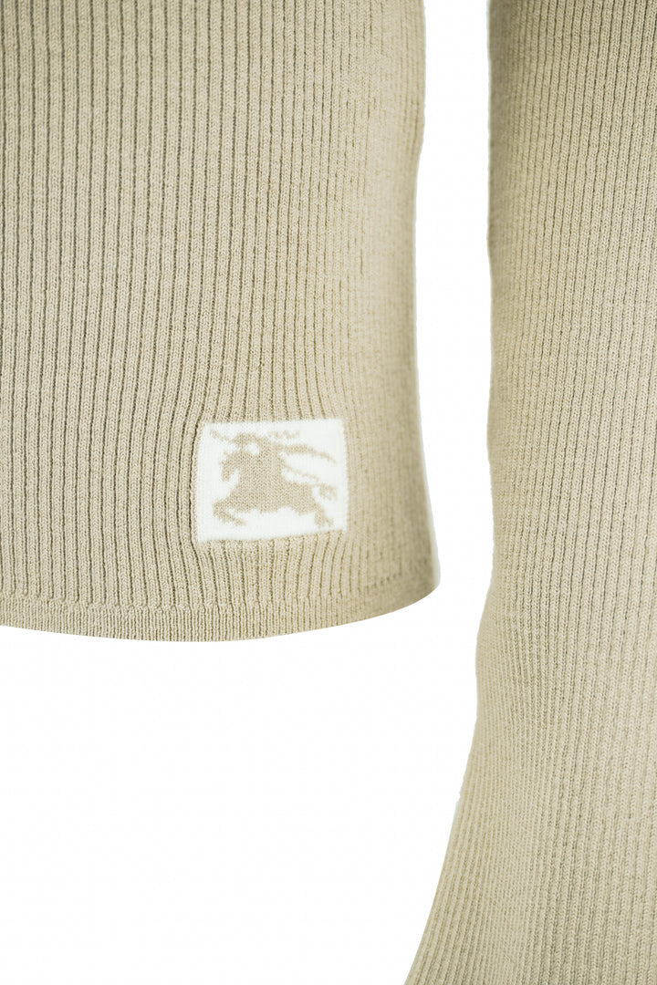 Burberry Ribbed Turtleneck in Limestone - Discounts on Burberry at UAL