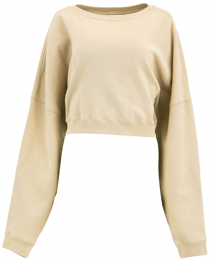 Saint Laurent Cropped Sweatshirt in Powder - Discounts on Saint Laurent at UAL