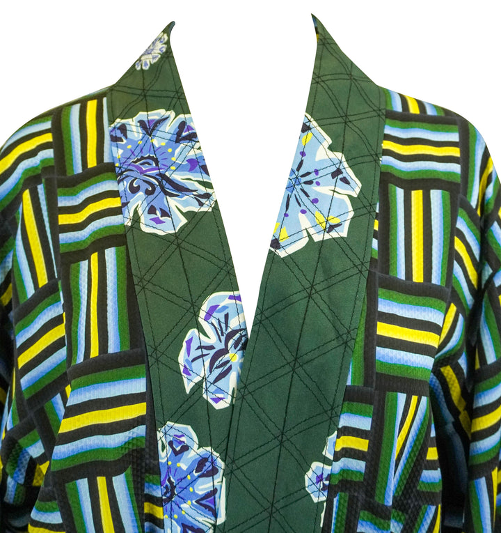 Dorothee Schumacher Graphic Patch Pajama Coat in Blue and Green - Discounts on Dorothee Schumacher at UAL