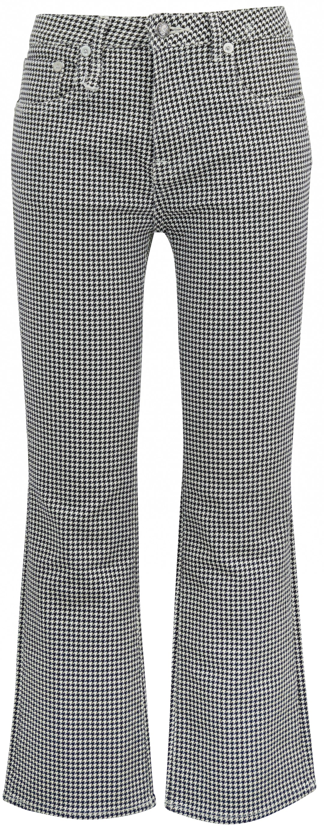 R13 Printed Houndstooth Kick Fit Jeans in Black and White - Discounts on R13 at UAL