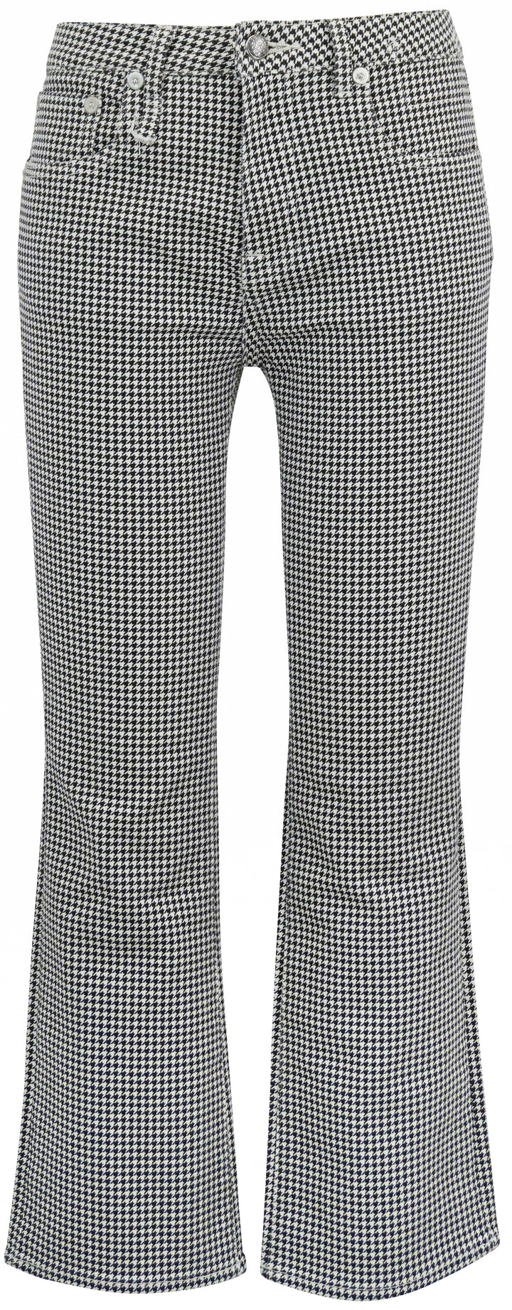 R13 Printed Houndstooth Kick Fit Jeans in Black and White - Discounts on R13 at UAL