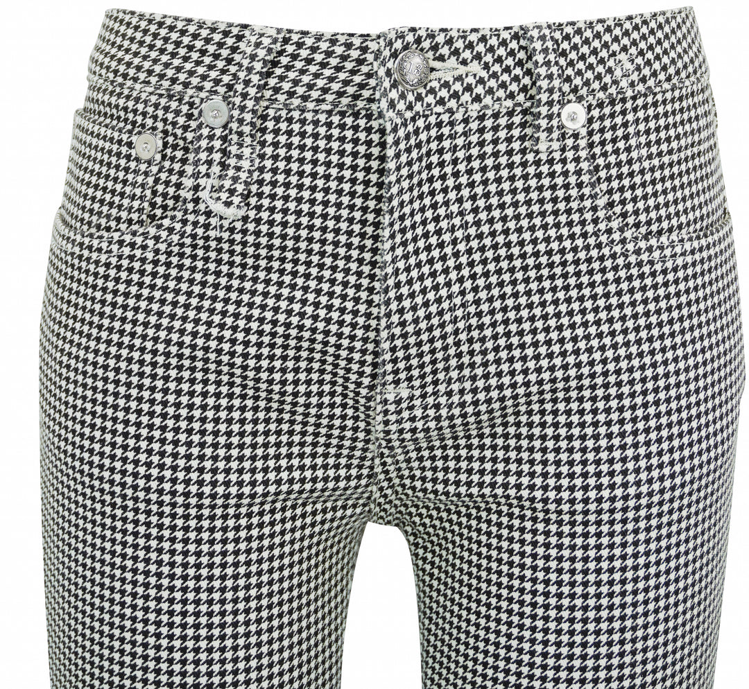 R13 Printed Houndstooth Kick Fit Jeans in Black and White - Discounts on R13 at UAL
