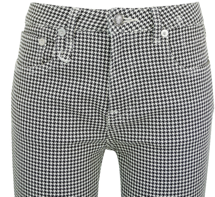 R13 Printed Houndstooth Kick Fit Jeans in Black and White - Discounts on R13 at UAL