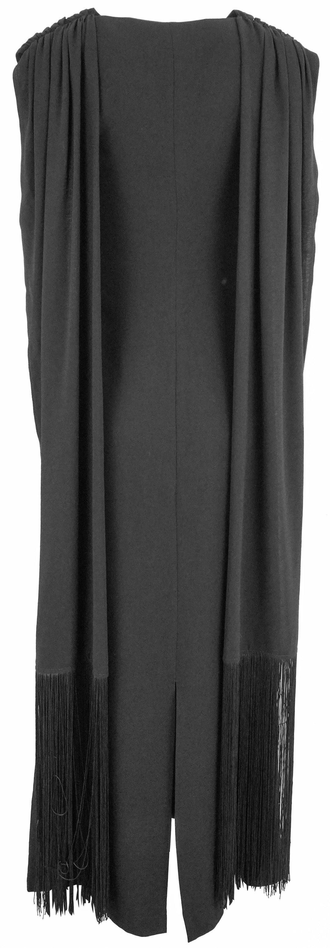 By Malene Birger Cressida Draped Fringed Crepe Maxi Dress in Black - Discounts on By Malene Birger at UAL