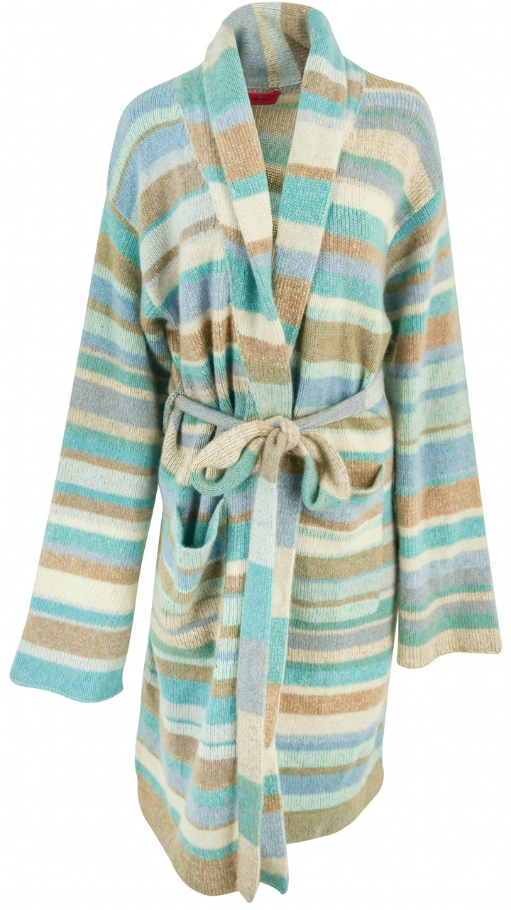 The Elder Statesman Striped Cashmere Cardigan in Blue and Brown - Discounts on The Elder Statesman at UAL