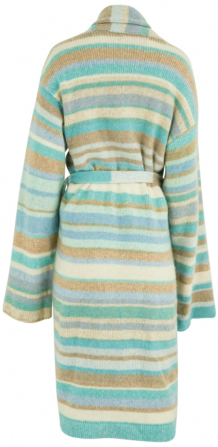 The Elder Statesman Striped Cashmere Cardigan in Blue and Brown - Discounts on The Elder Statesman at UAL