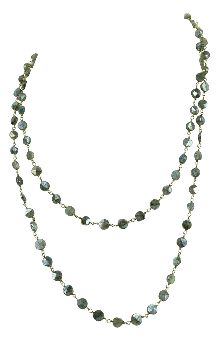 Ela Rae Diana Coin Necklace in Rainbow Moonstone - Discounts on Ela Rae at UAL