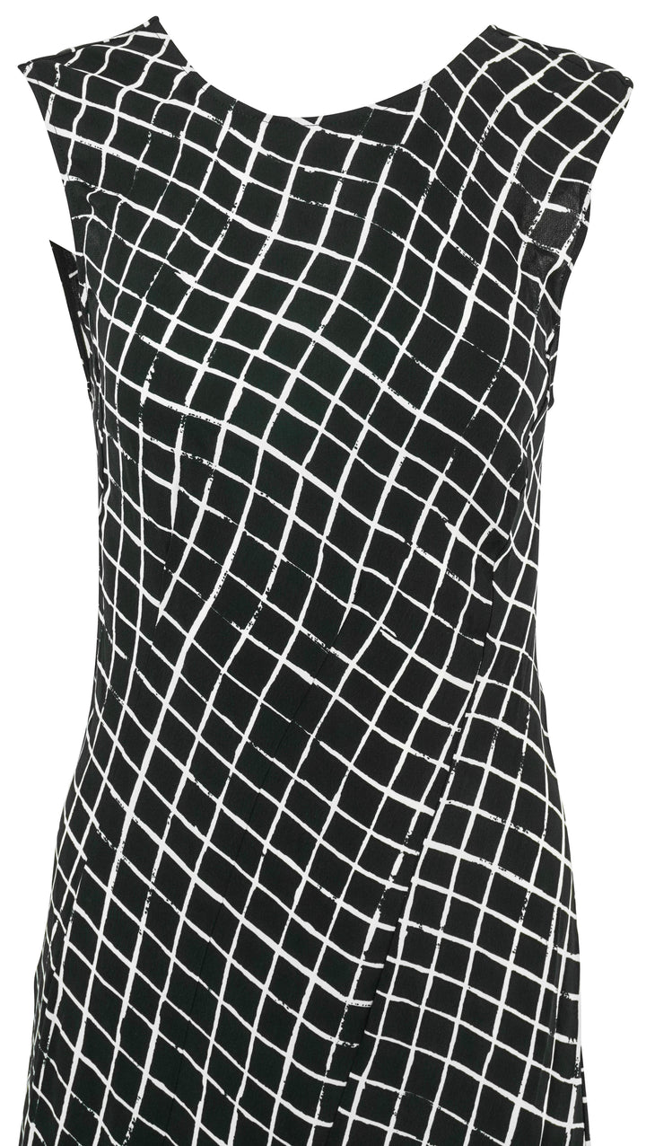 Dries Van Noten Checked Woven Dress in Black/White - Discounts on Dries Van Noten at UAL