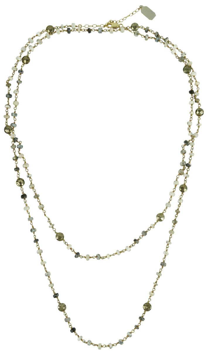 Ela Rae Diana Satellite Necklace in Dendrite Opal/Pyrite - Discounts on Ela Rae at UAL