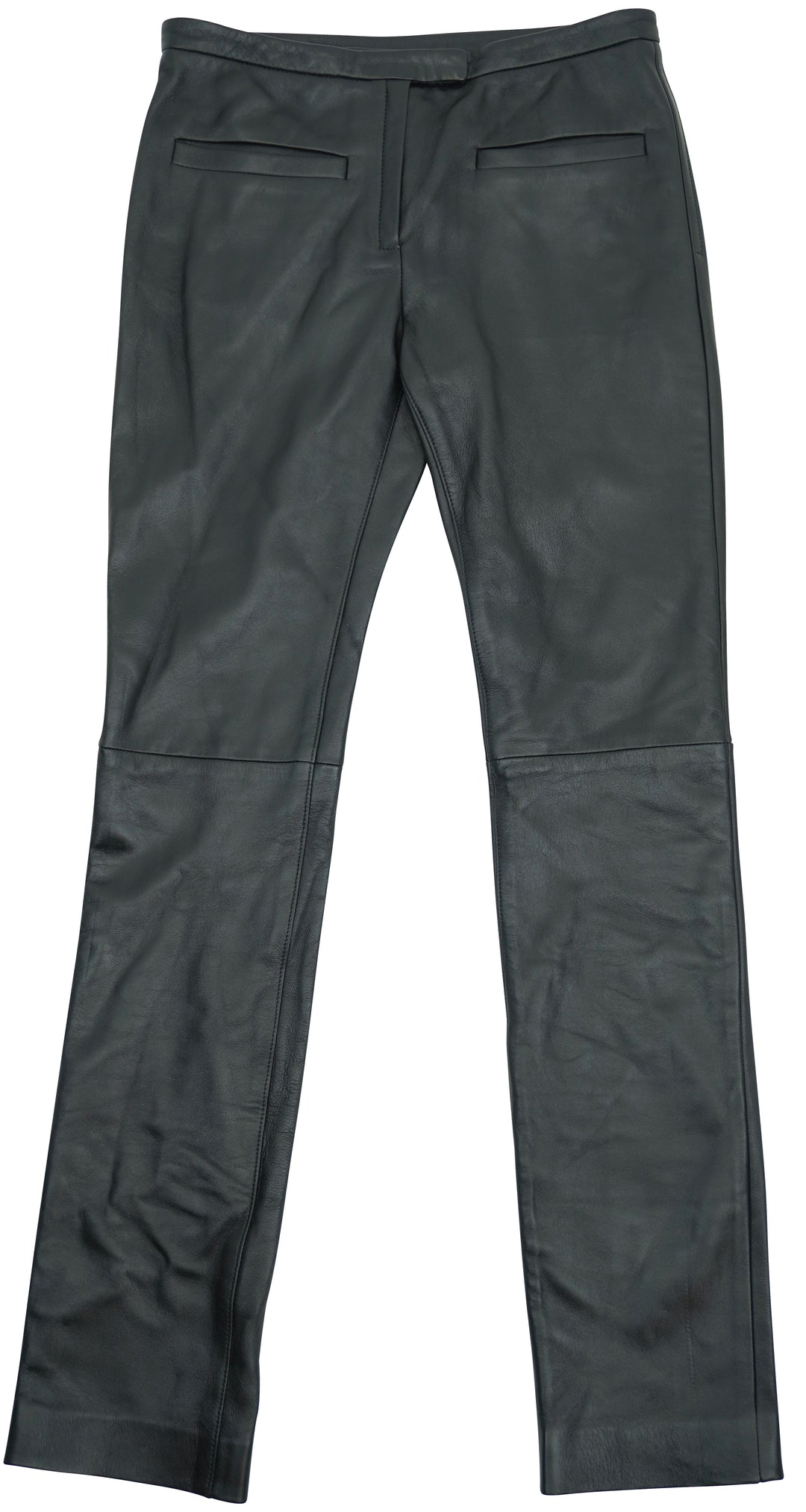 Courrèges Tailored Tube Vintage Leather Pants in Black - Discounts on Courrèges at UAL