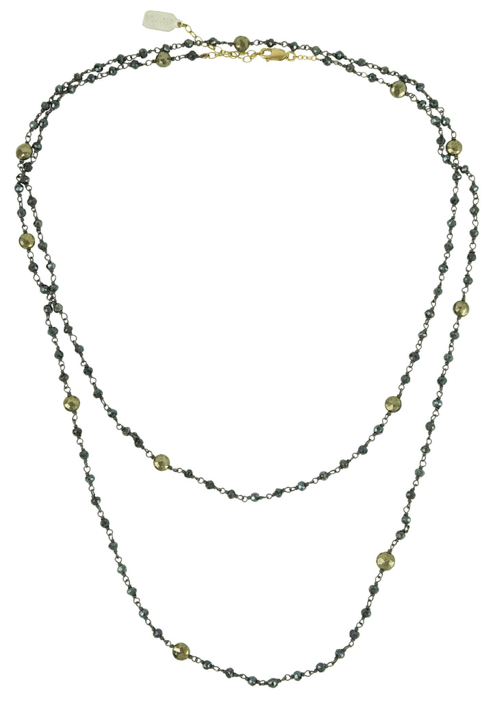 Ela Rae Diana Satellite Necklace in Mystic Black Spinel/Pyrite - Discounts on Ela Rae at UAL