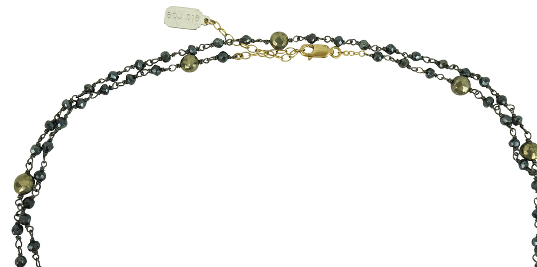 Ela Rae Diana Satellite Necklace in Mystic Black Spinel/Pyrite - Discounts on Ela Rae at UAL