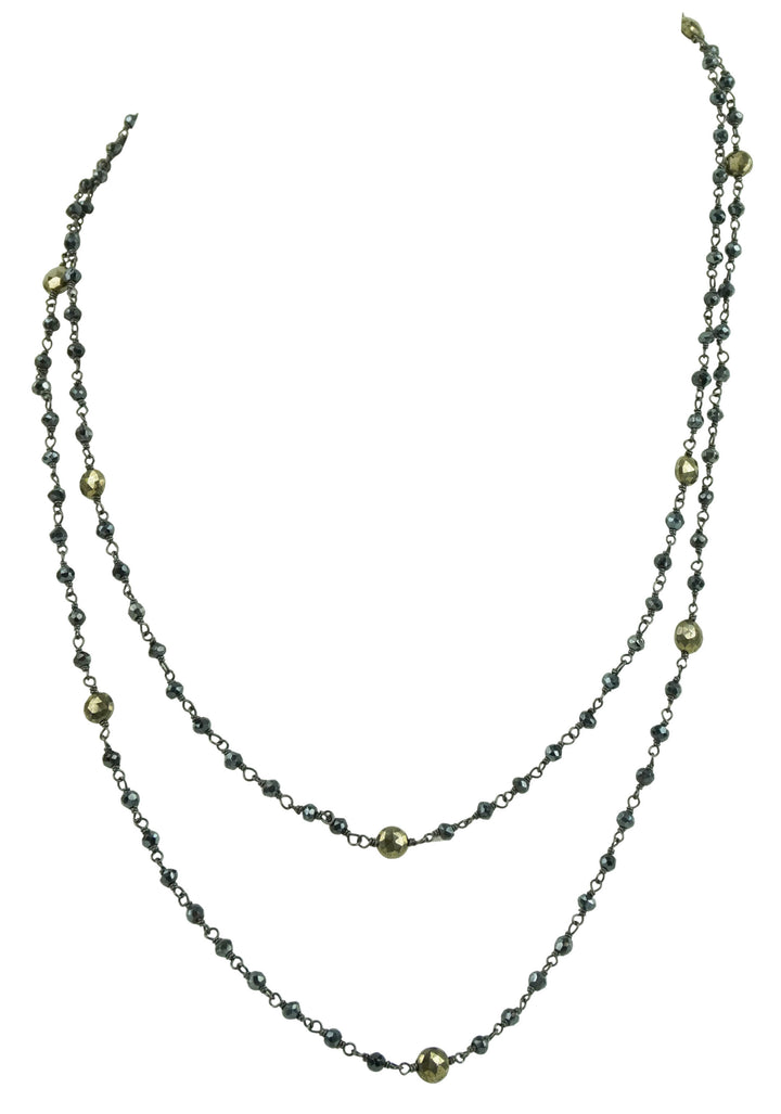 Ela Rae Diana Satellite Necklace in Mystic Black Spinel/Pyrite - Discounts on Ela Rae at UAL