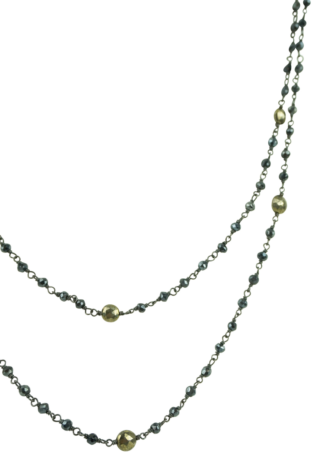 Ela Rae Diana Satellite Necklace in Mystic Black Spinel/Pyrite - Discounts on Ela Rae at UAL