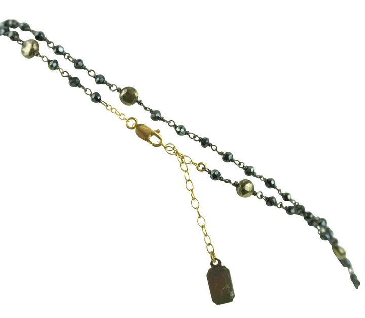 Ela Rae Diana Satellite Necklace in Mystic Black Spinel/Pyrite - Discounts on Ela Rae at UAL